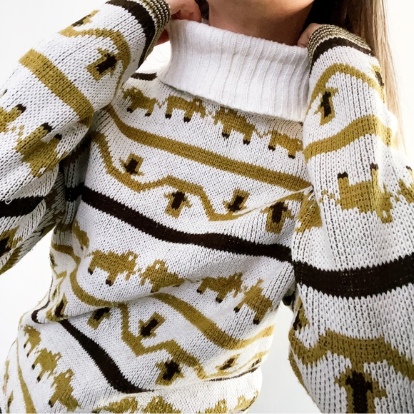 Vintage Elephant Knit Sweater 1990s • No Brand • Size M/L - Picture 10 of 10